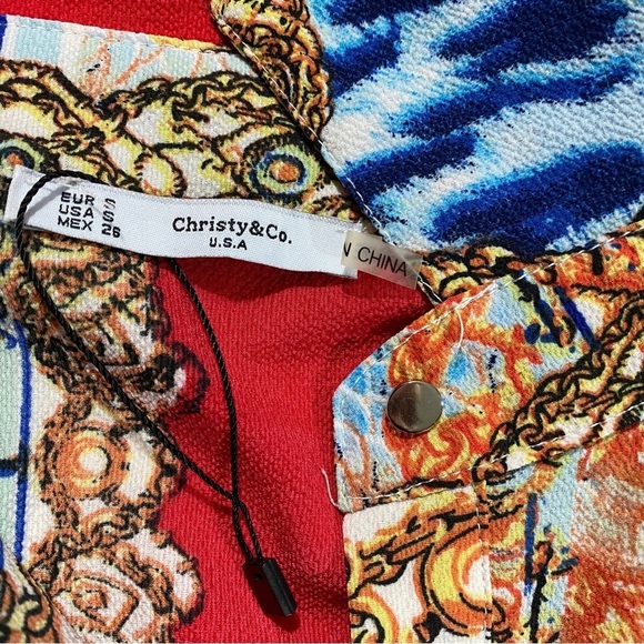 Christy & Co USA Made Women Multicolor Nautical Print Top Sz Sm Button Up NWOT - Picture 10 of 12